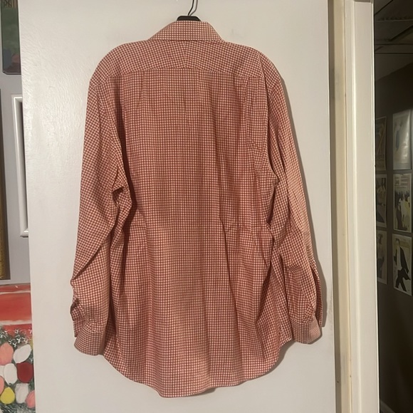 Peter Millar mens orange/white gingham long sleeve shirt - Picture 6 of 9